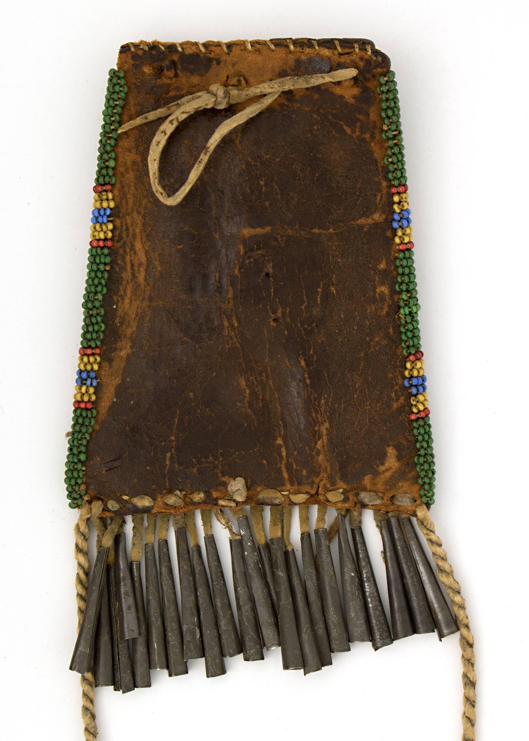 Hide Antique Native American Beaded Strike-A-light Bag, Arapaho, 19th Century