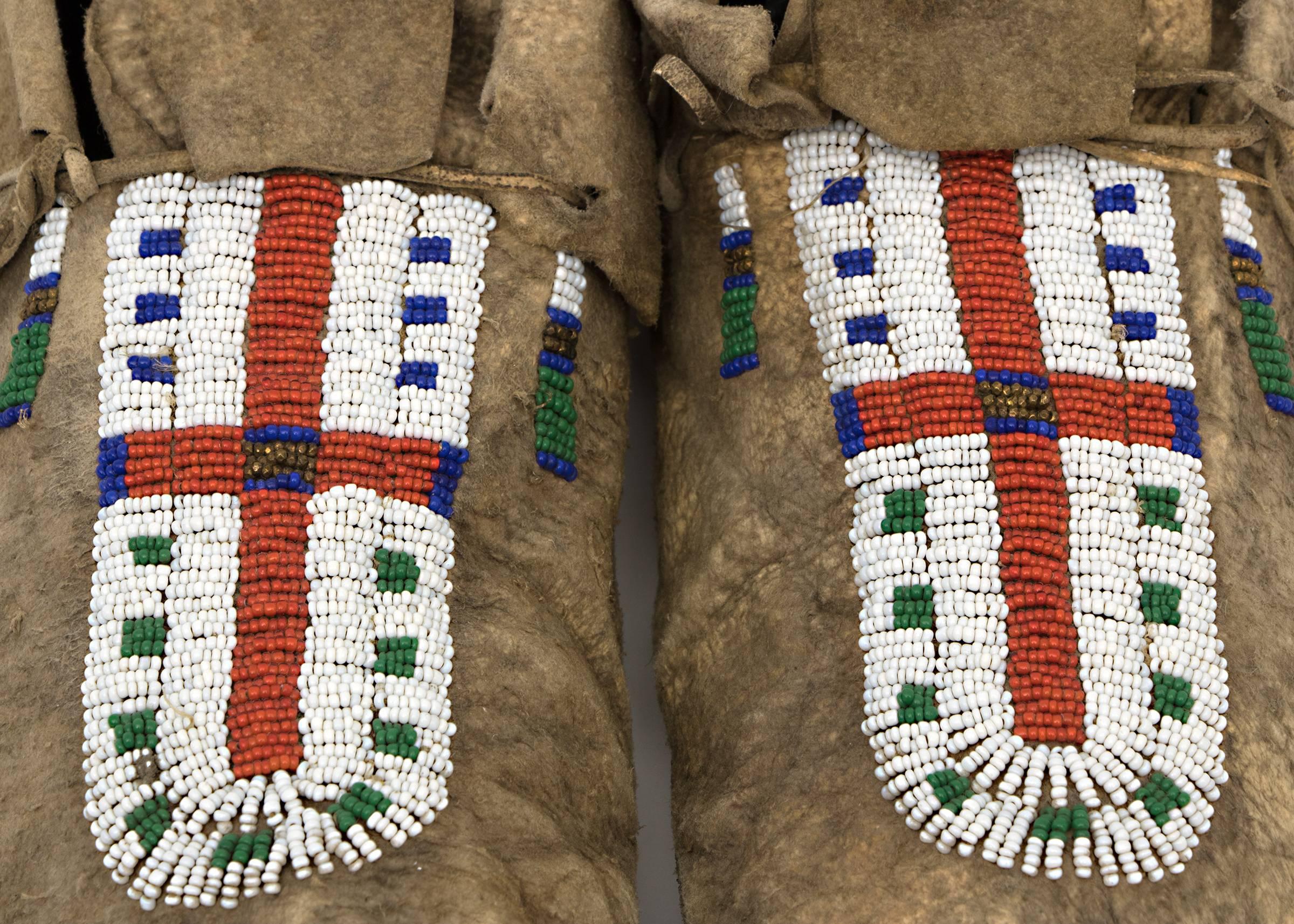 Antique Native American Beaded Moccasins, 19th Century, Plains 1