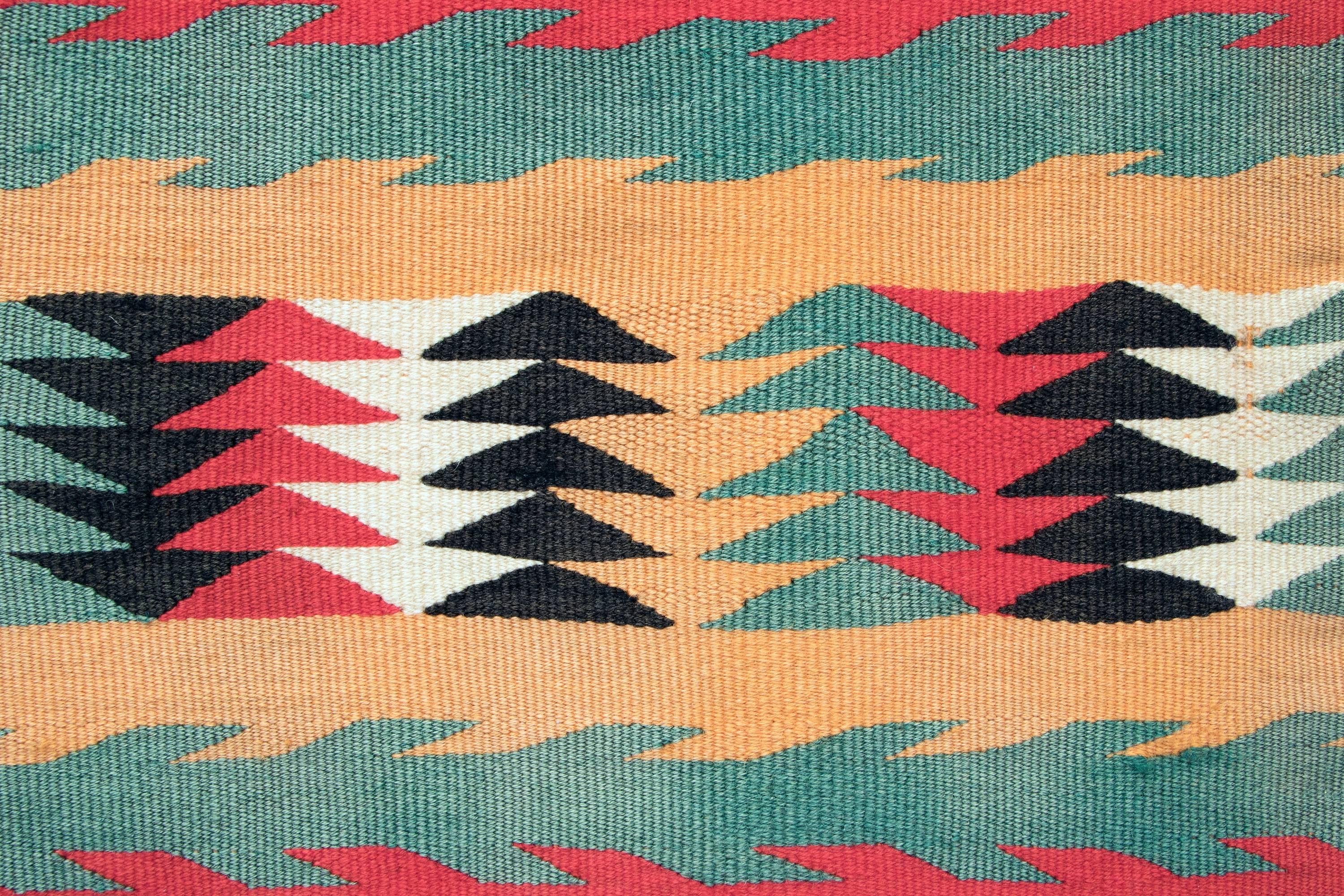 Woven Vintage Navajo Saddle Blanket, Germantown wool, circa 1885
