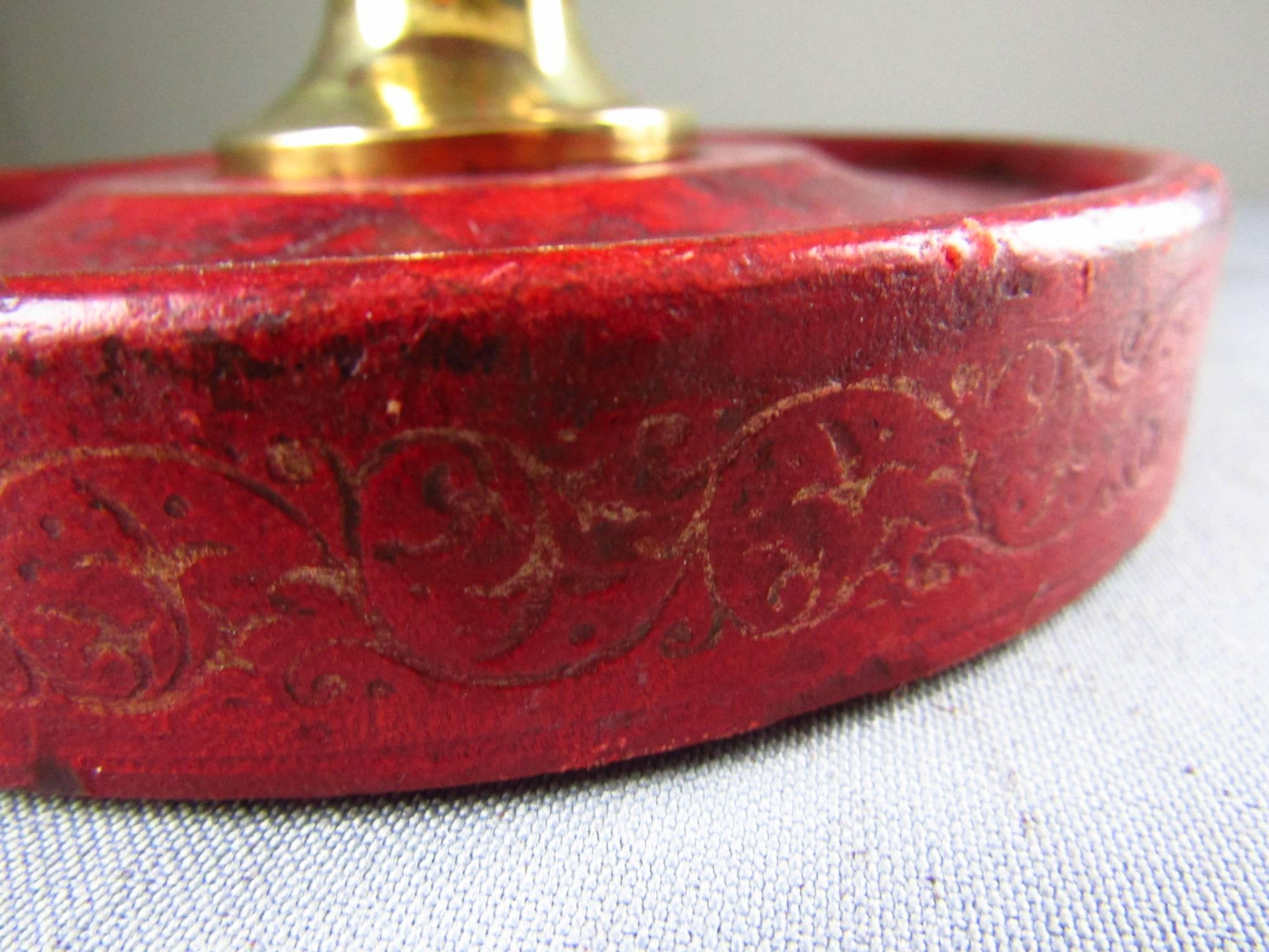 Milieu du XXe siècle Lampe de Table en Cuir Style Hermès Adnet du Milieu du Siècle, France en vente