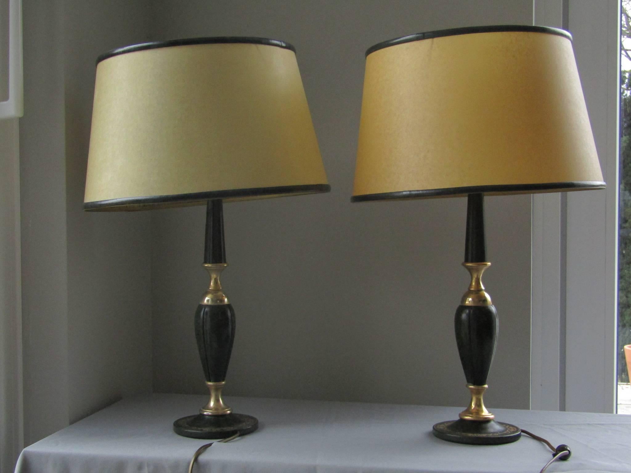 Adnet Style Leather Table Lamp by Le Tanneur 1960s France In Good Condition For Sale In Saarbruecken, DE