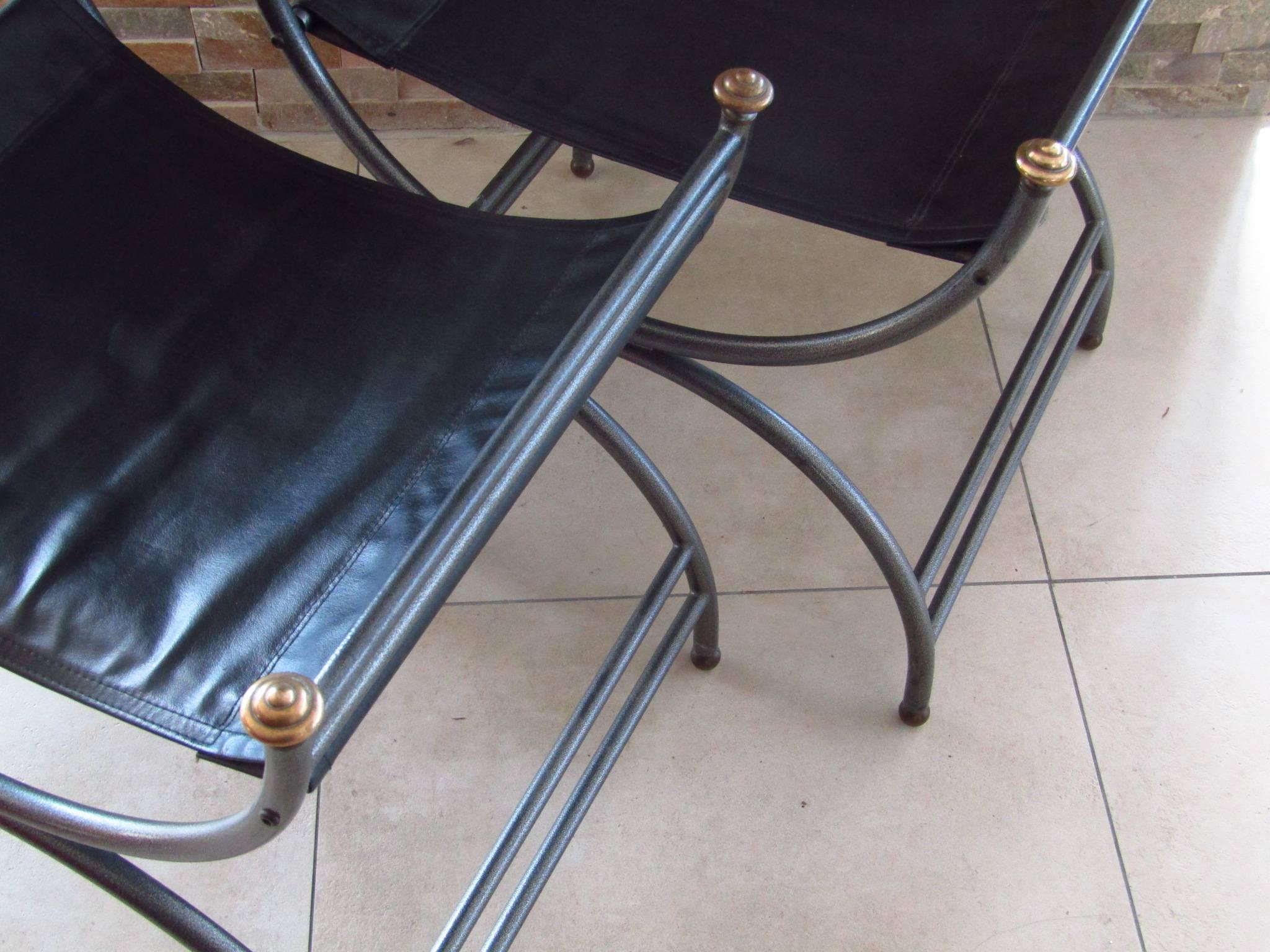 Midcentury Pair of Empire-Style Roman Stools 2