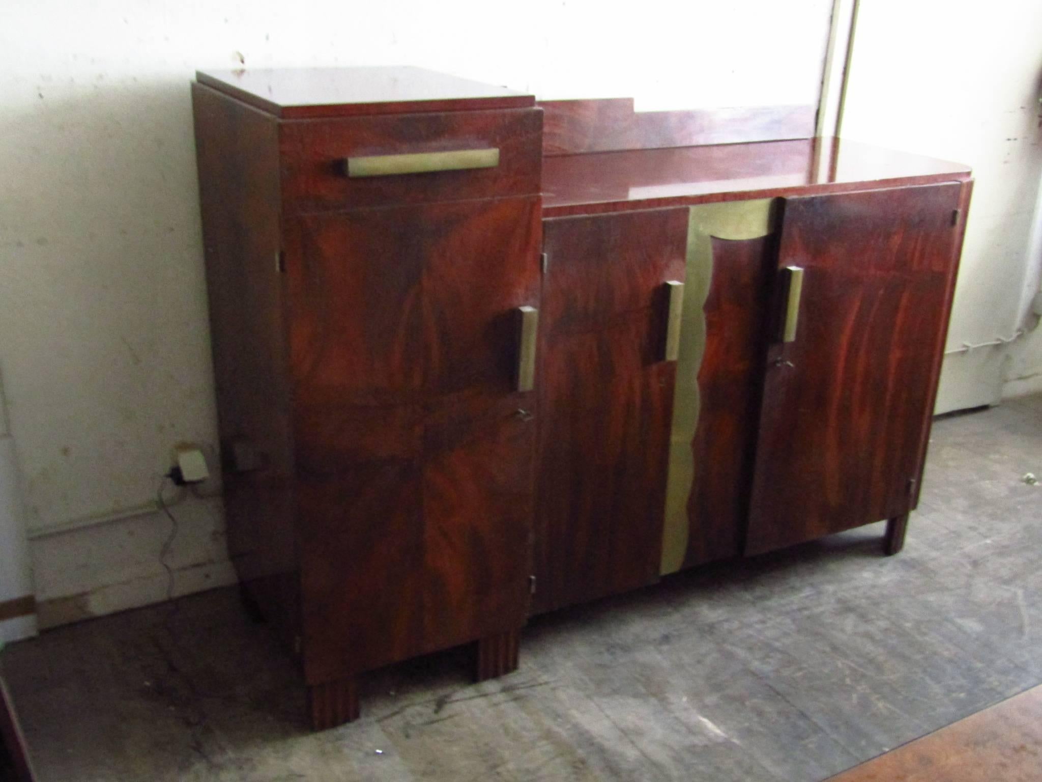 Bronze Mahogany Art Deco Sideboard, France, 1935