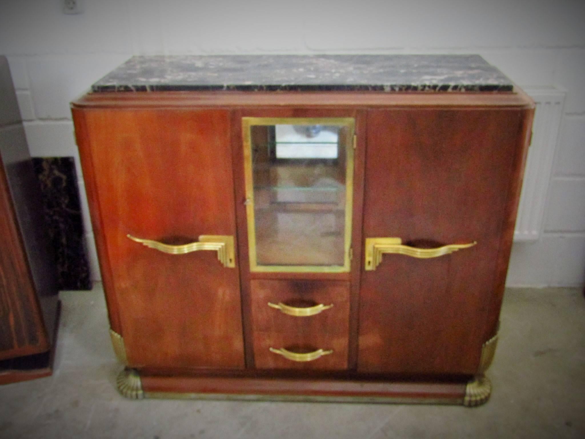 Rosewood Art Deco Showcase Sideboard, France, 1935 2