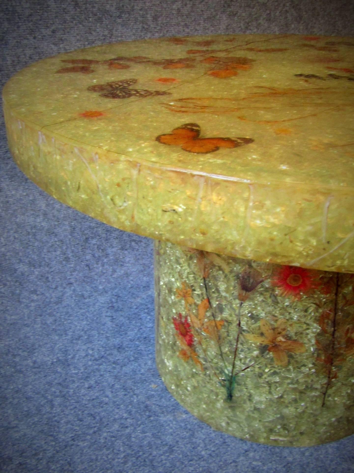 Mid-Century Crackled Resin Coffee Table by Accolay 1