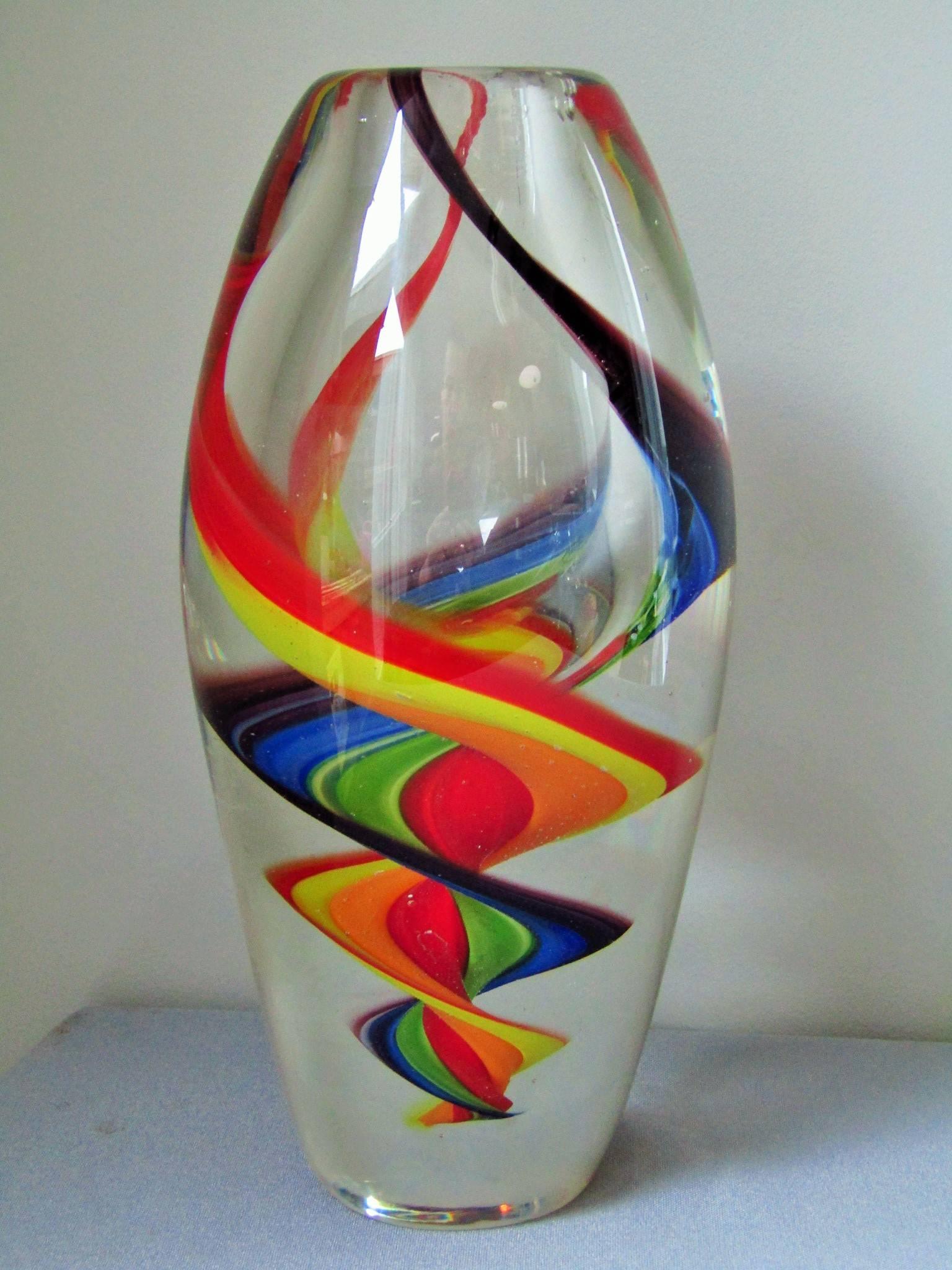 Italian Midcentury Multicolored Murano Vase, Italy, 1960s