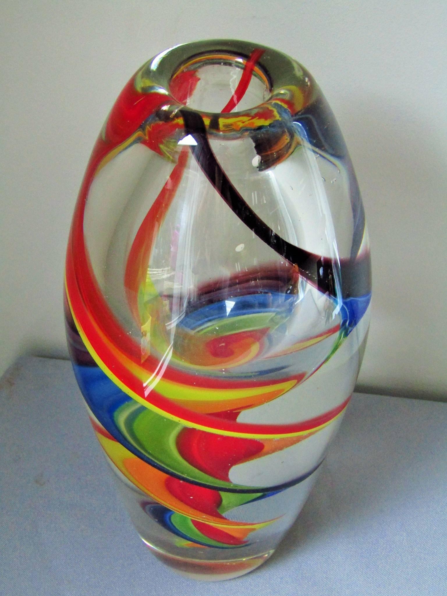Murano Glass Midcentury Multicolored Murano Vase, Italy, 1960s