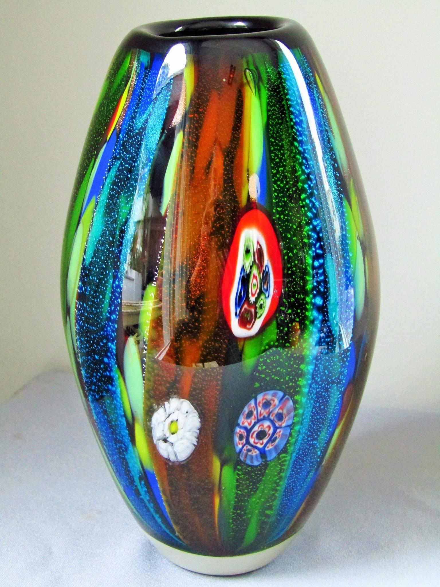 Multi-Color Mid-Century Murano Vase, Italy, 1960s In Excellent Condition In Saarbruecken, DE
