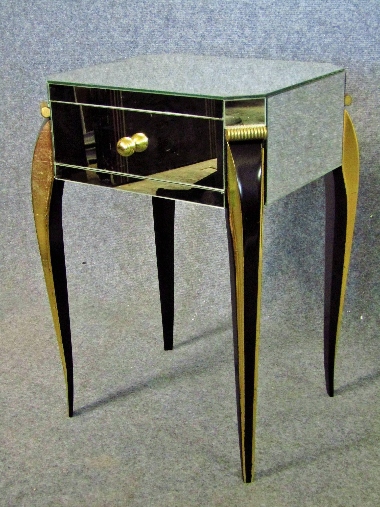 Mid-20th Century Mirrored Art Deco Side Table in the Style of Arbus, France, 1930