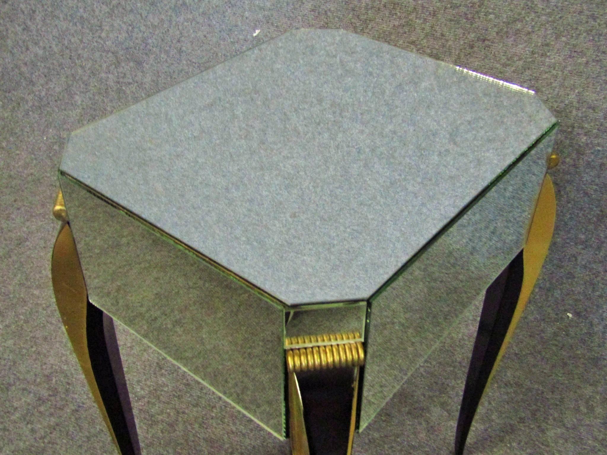 Mirrored Art Deco Side Table in the Style of Arbus, France, 1930 4