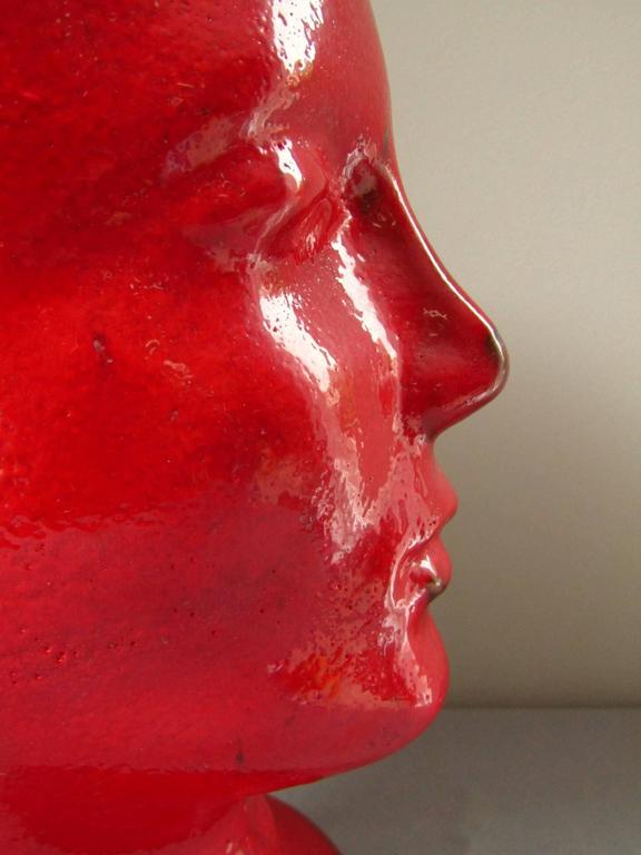 Midcentury German Ceramic Head Sculpture from Ruscha, 1960 For Sale at