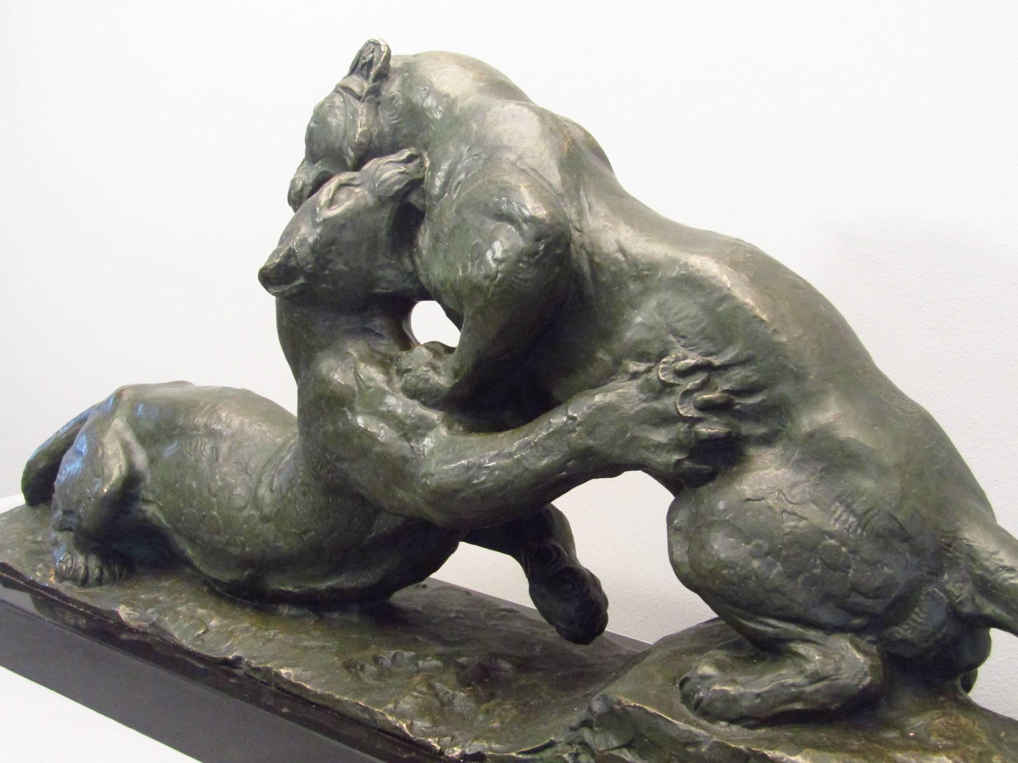 French Art Deco Bronze Panther by Robert In Excellent Condition For Sale In Saarbruecken, DE