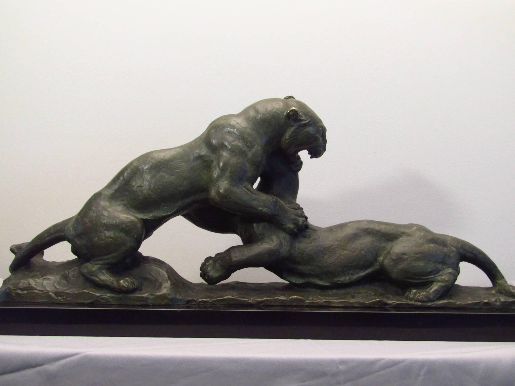 French Art Deco Bronze Panther by Robert For Sale 3