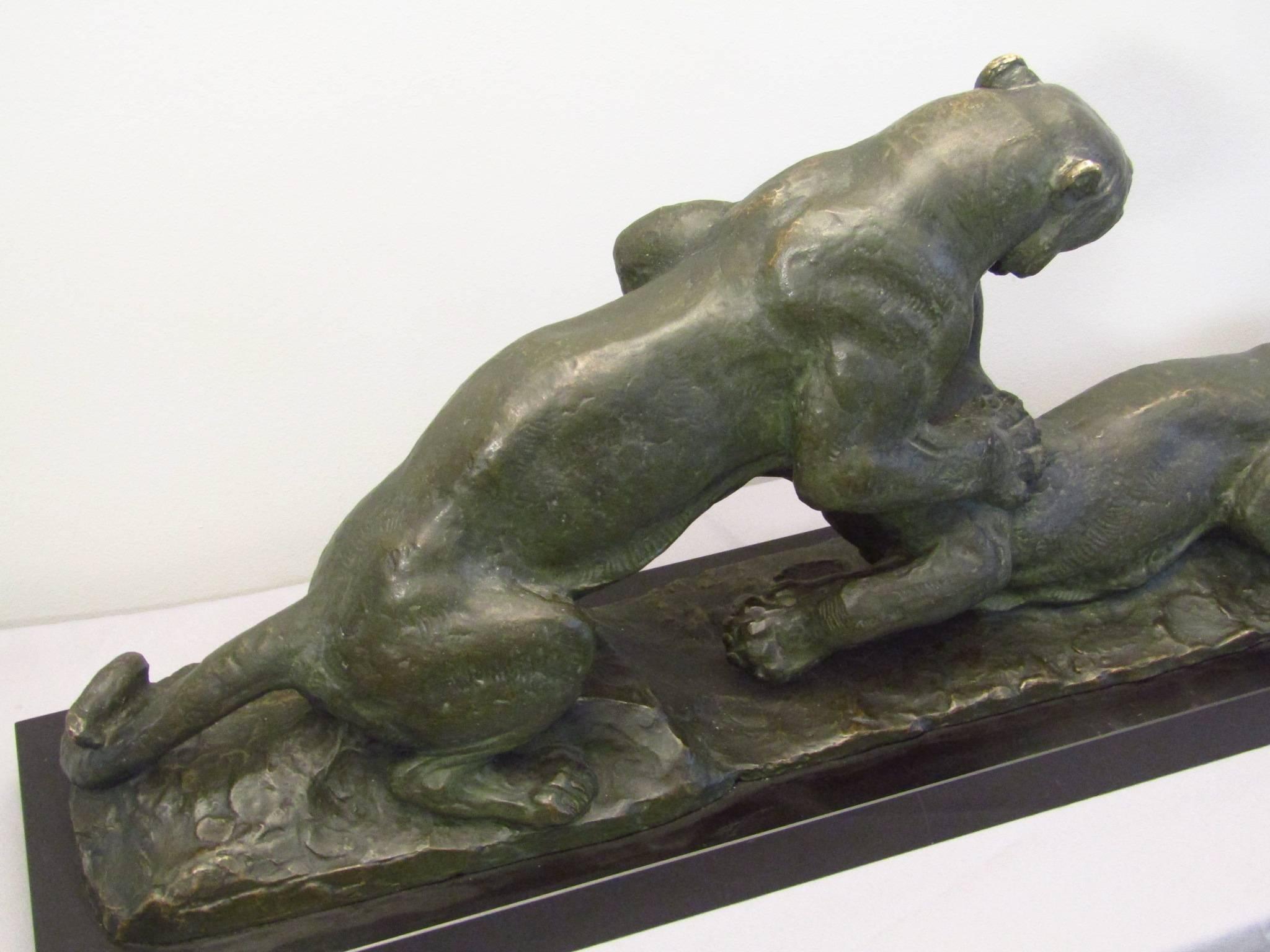 French Art Deco Bronze Panther by Robert For Sale 4