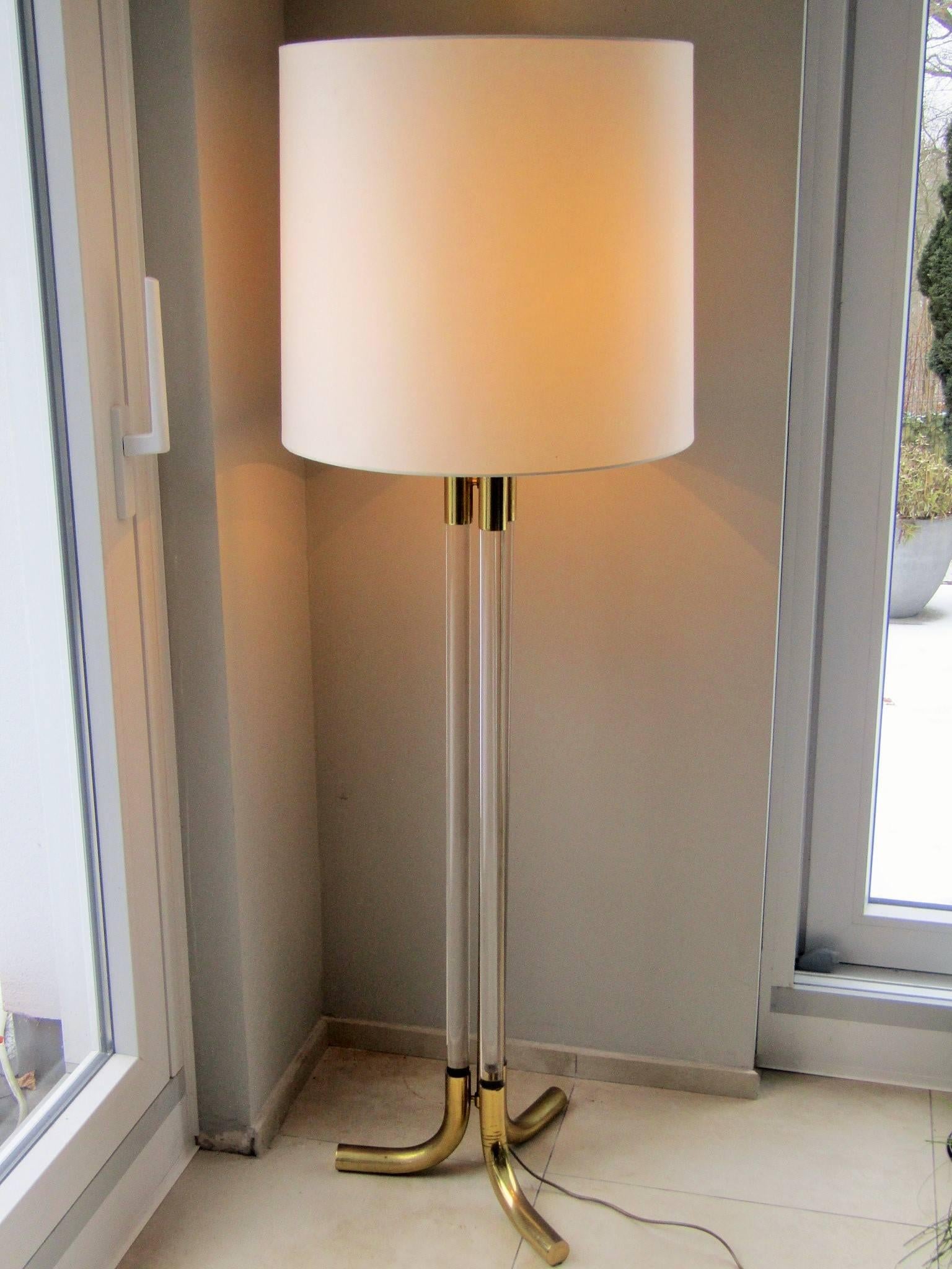 Brass Midcentury brass and Lucite Floor lamp, Italy, 1960s
