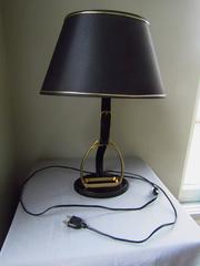Midcentury Leather and Brass Desk Lamp by Longchamp Style Adnet Tanneur