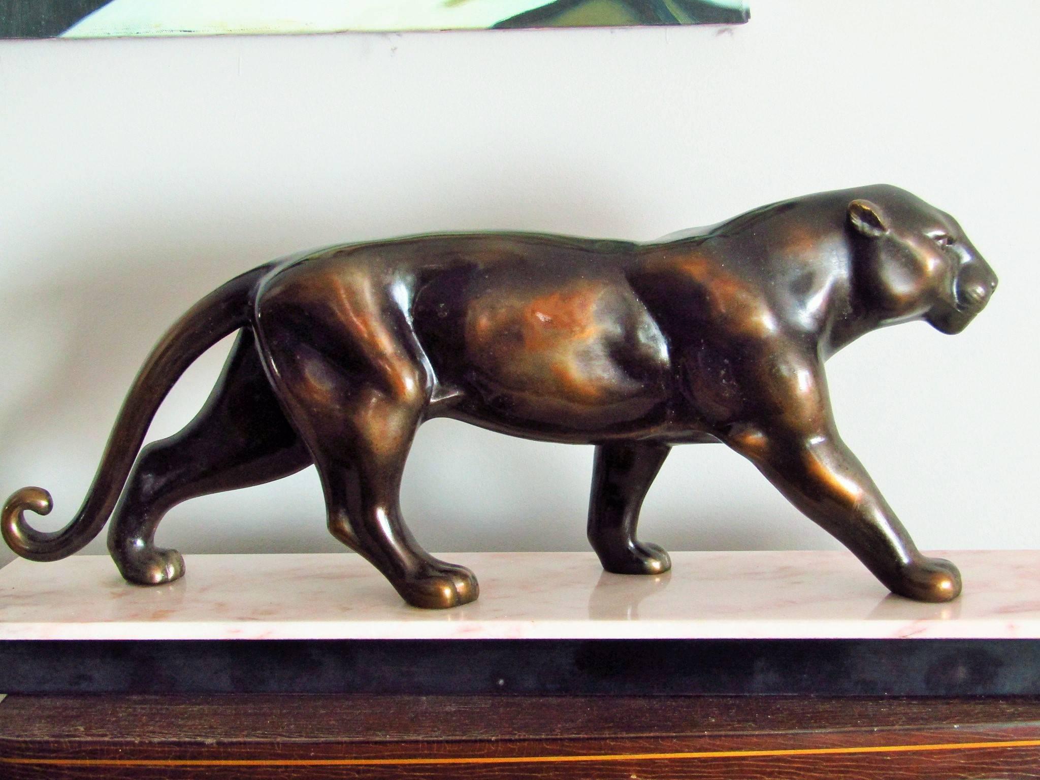 Mid-20th Century Art Deco Panther Sculpture, France, 1935