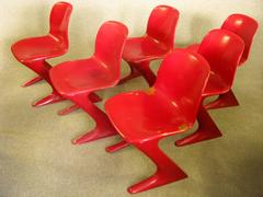 Set of Six Midcentury German Dining Chairs, Ernst Moeckel, 1968