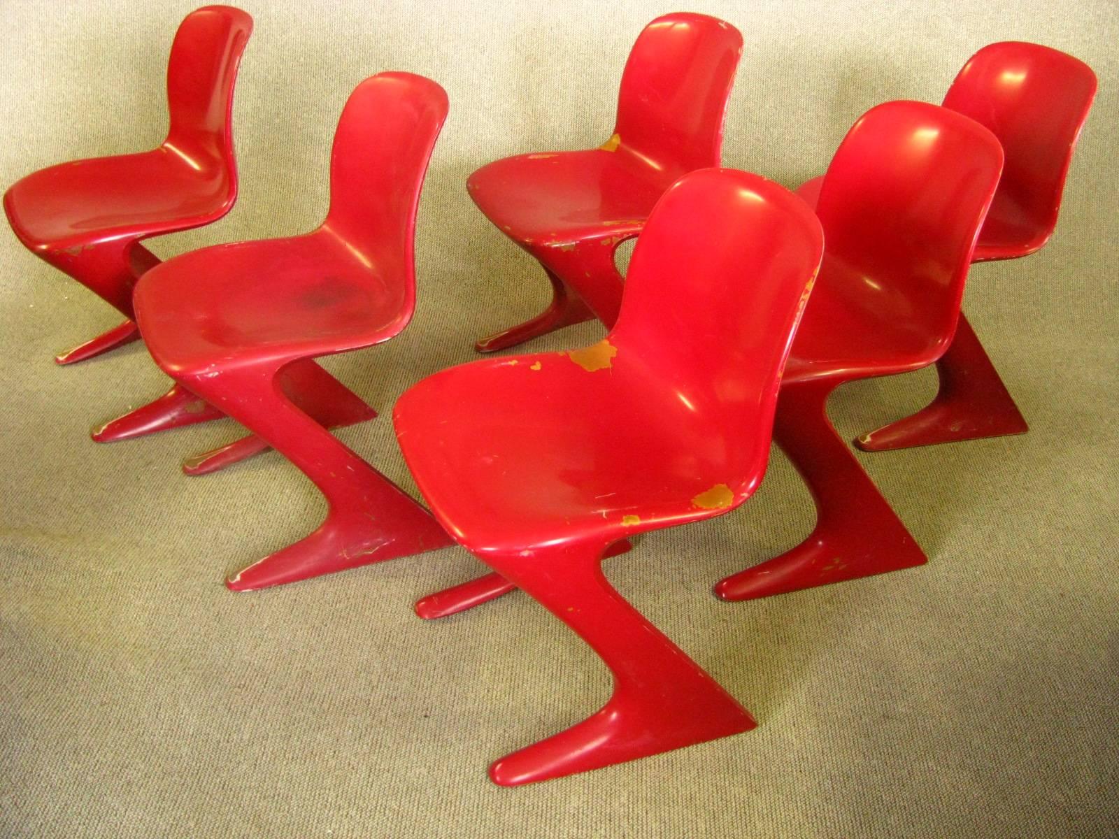 Allemand Ensemble de six chaises de salle à manger allemandes du milieu du siècle dernier, Ernst Moeckel, 1968 en vente