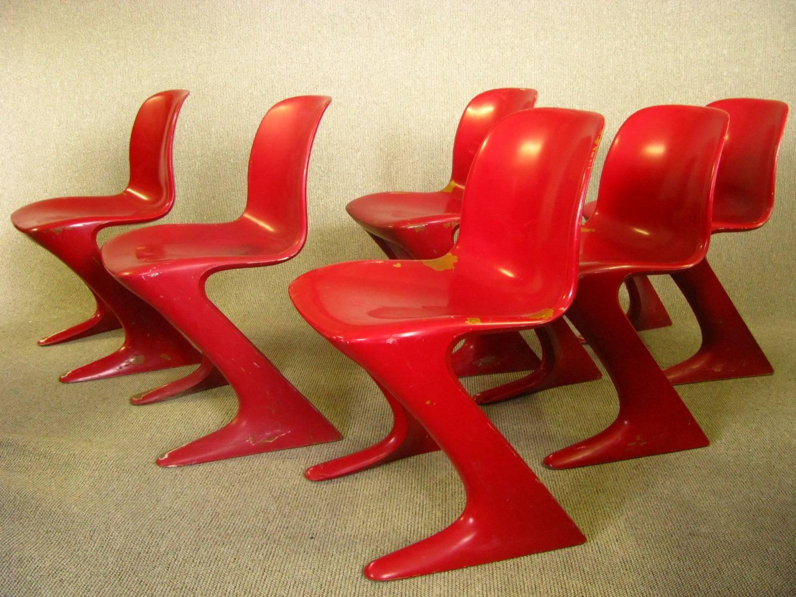 Ensemble de six chaises de salle à manger allemandes du milieu du siècle dernier, Ernst Moeckel, 1968 Bon état - En vente à Saarbruecken, DE