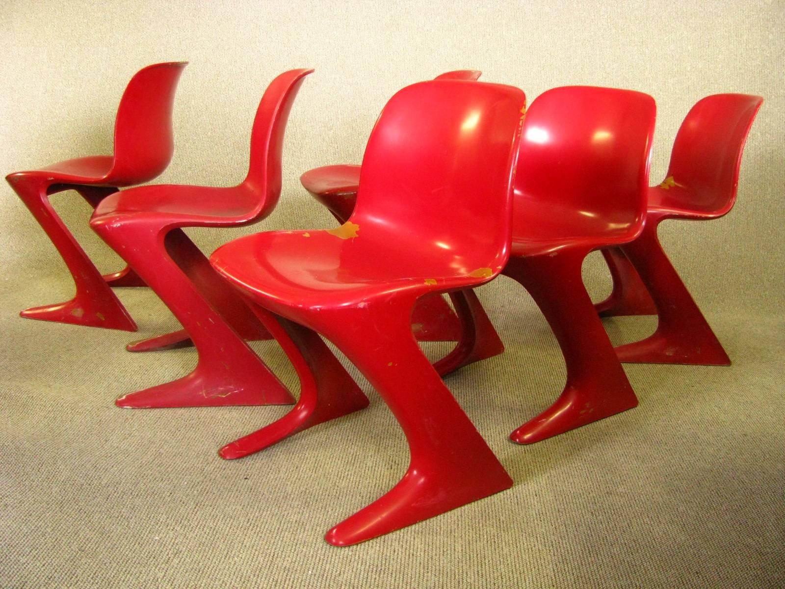 Milieu du XXe siècle Ensemble de six chaises de salle à manger allemandes du milieu du siècle dernier, Ernst Moeckel, 1968 en vente