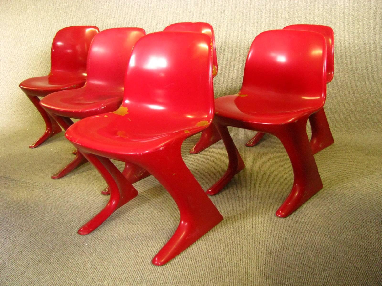 Fibre de verre Ensemble de six chaises de salle à manger allemandes du milieu du siècle dernier, Ernst Moeckel, 1968 en vente
