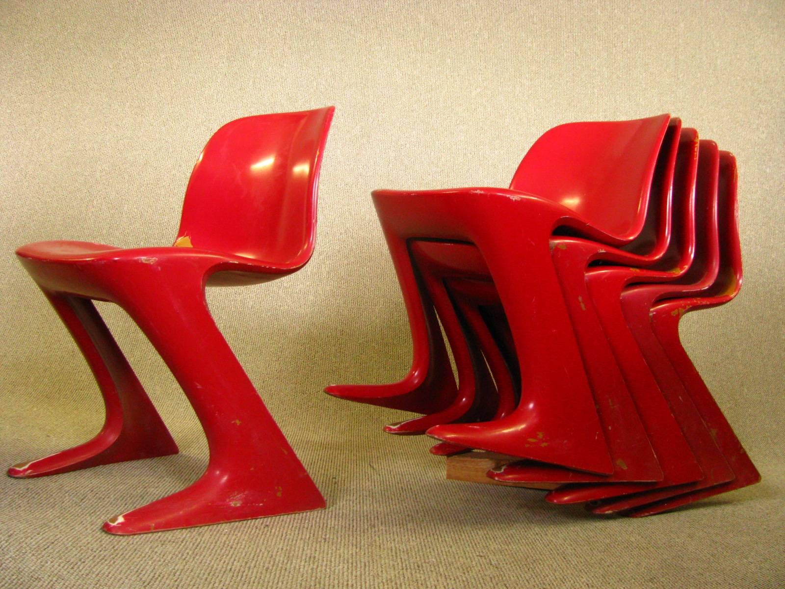 Ensemble de six chaises de salle à manger allemandes du milieu du siècle dernier, Ernst Moeckel, 1968 en vente 3