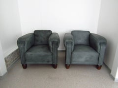 Pair of Art Deco Club Chairs Armchairs Leather, 1925