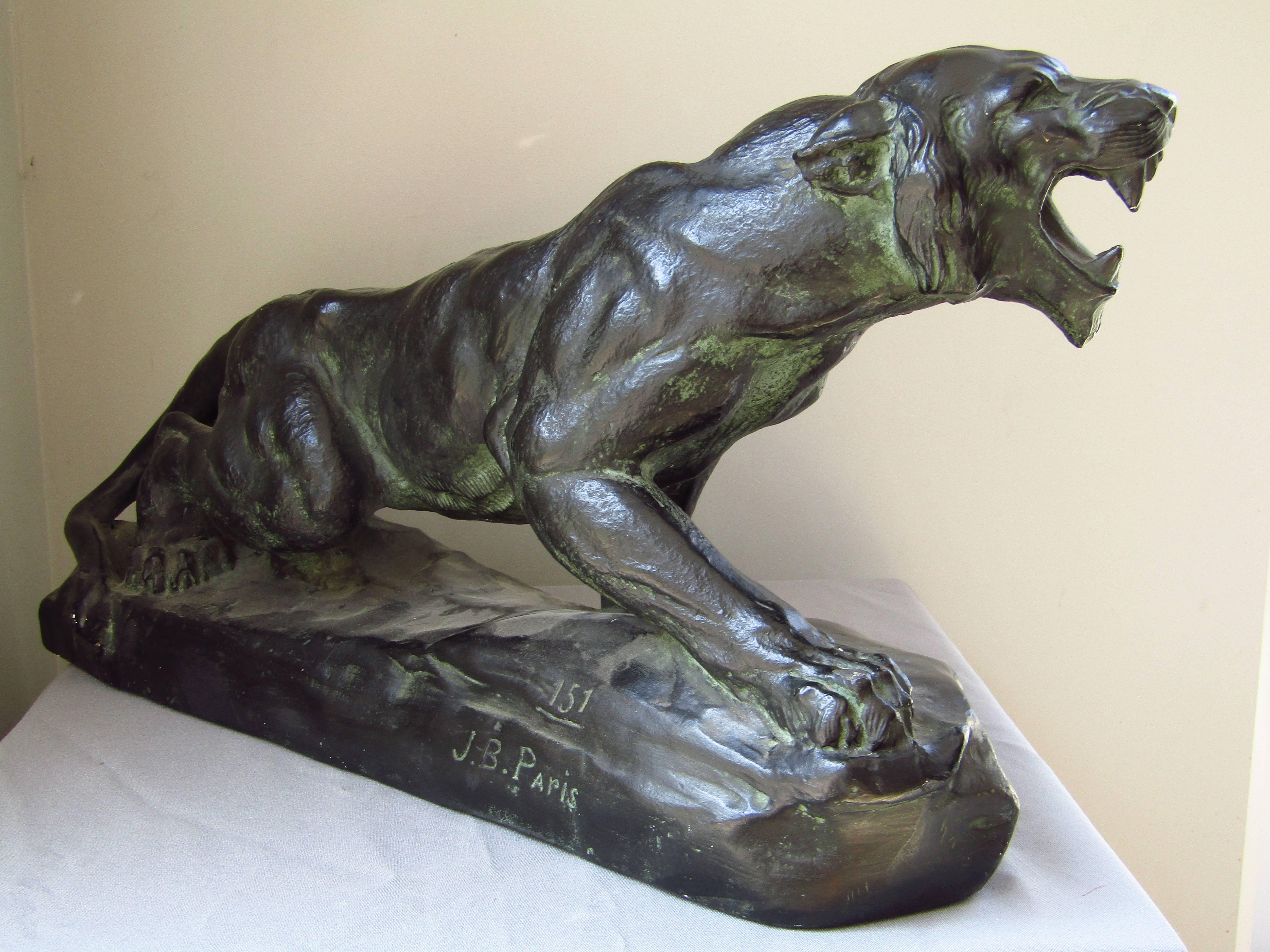 Ceramic Art Deco Sculpture Panther, France, 1935