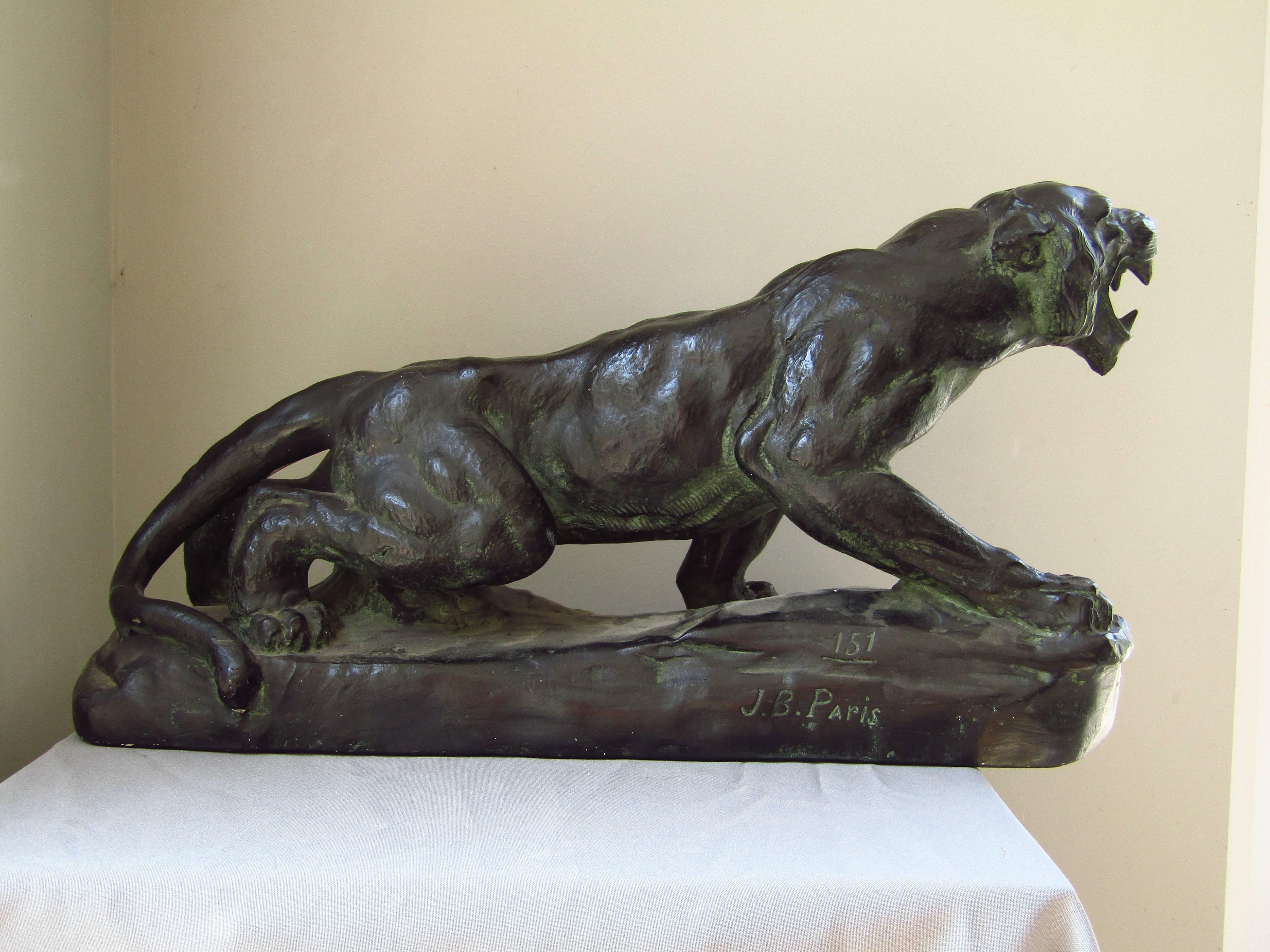 Art Deco sculpture panther, France, 1935. Signed. Ceramic, bronze patinated.

 