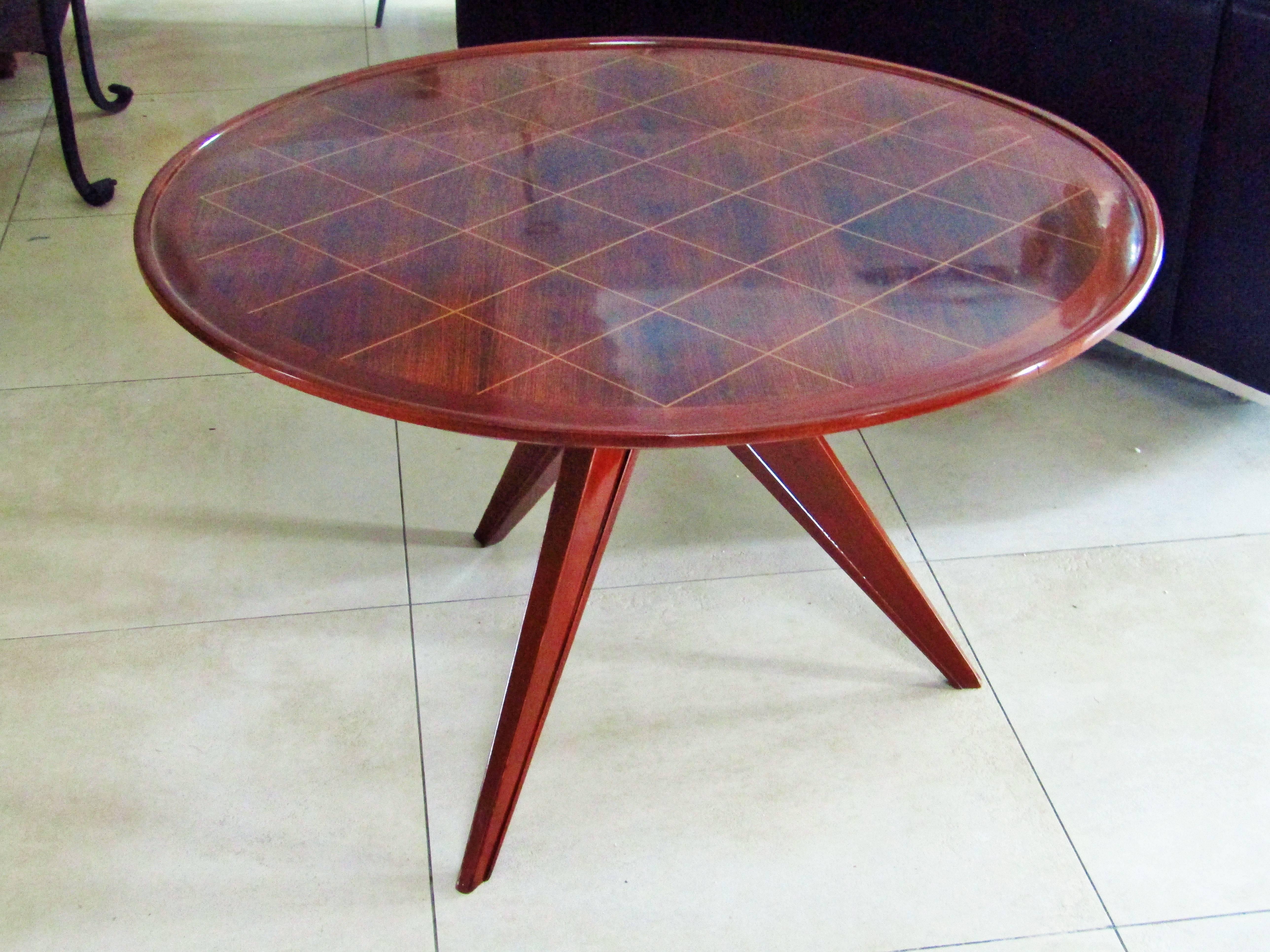 Midcentury Art Deco Rosewood Coffee Table, France, 1940s For Sale 3