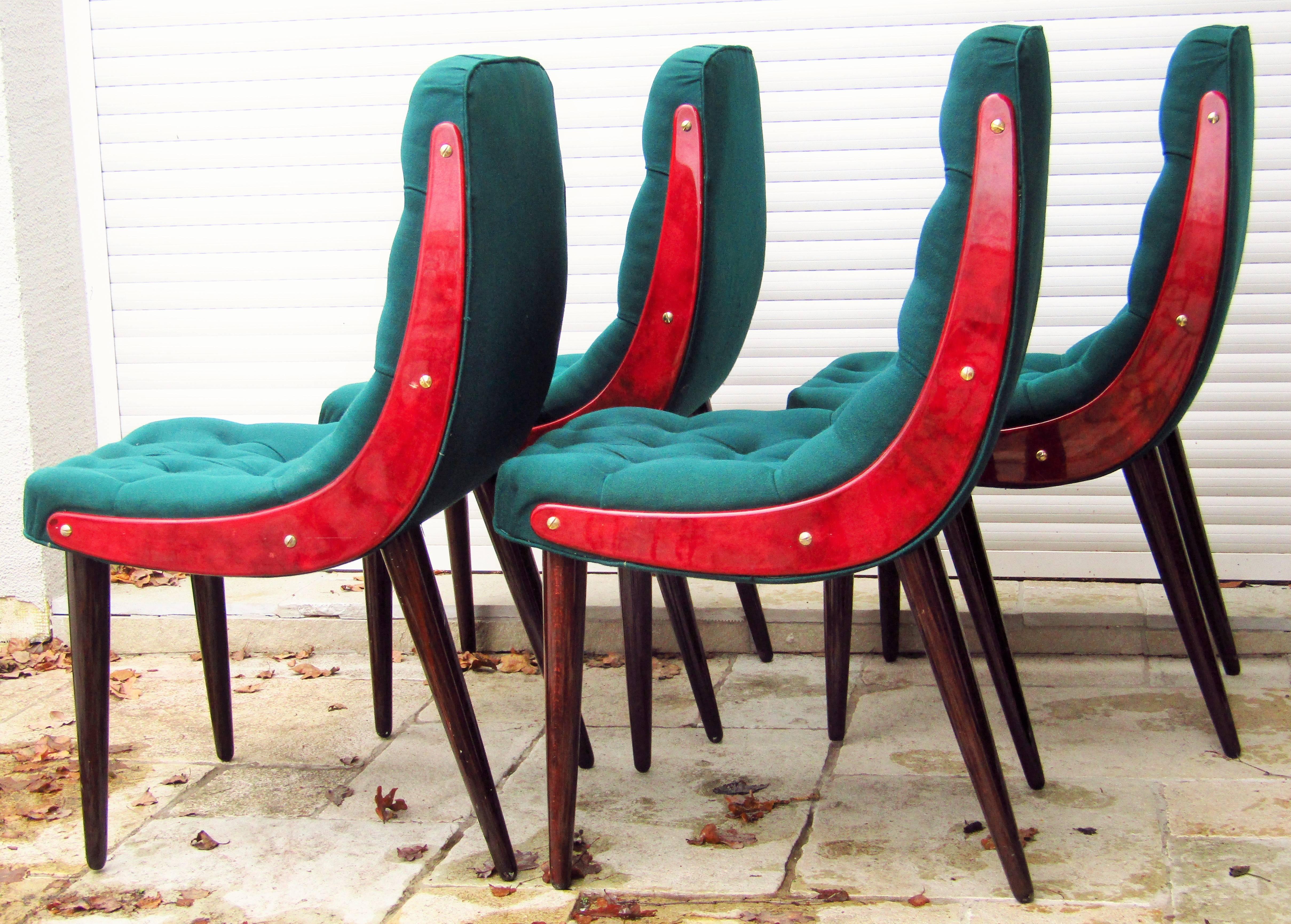 Set of Four Midcentury Dining Chairs by Aldo Tura, Italy, 1960 2
