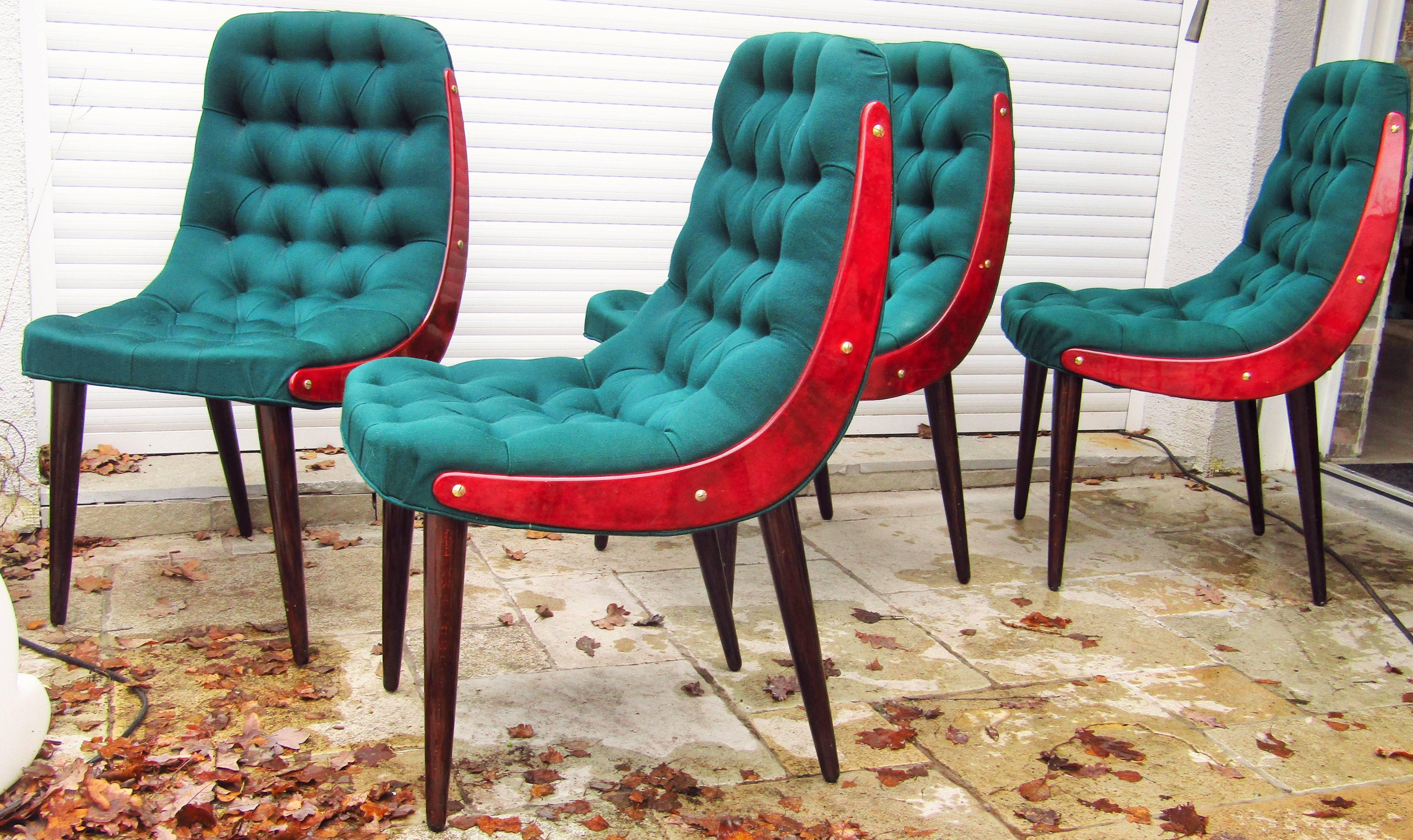 Set of Four Midcentury Dining Chairs by Aldo Tura, Italy, 1960 3