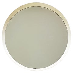 Vintage Mid-Century Wall Mirror, White Round, Italy, 1960s