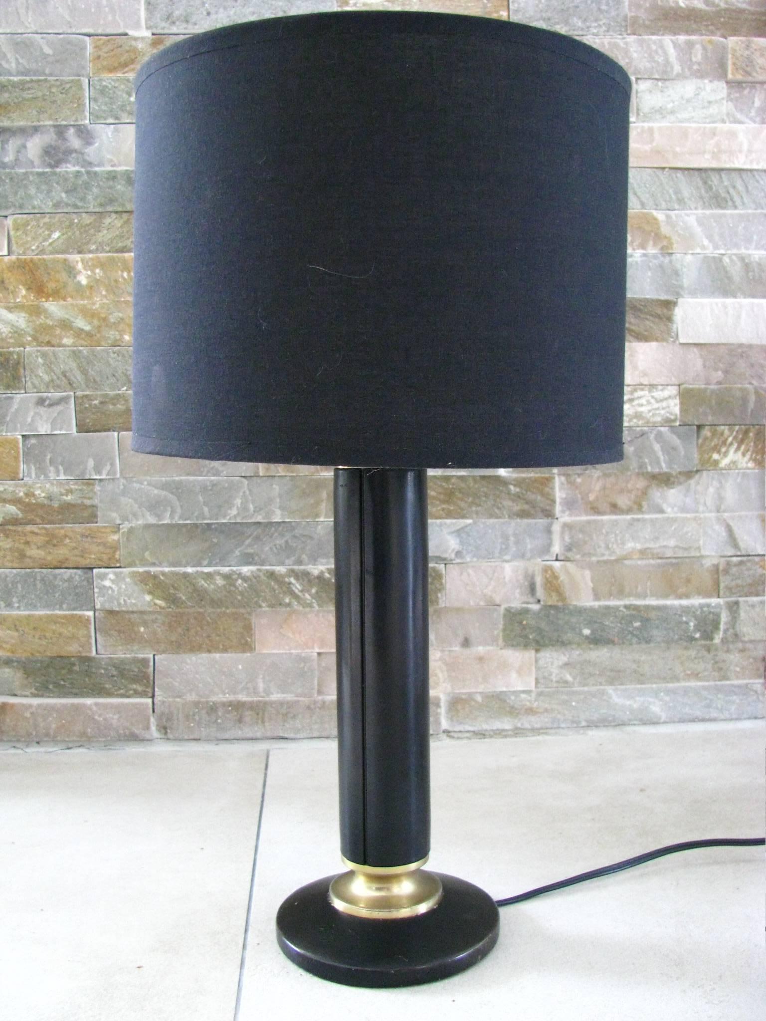 Mid-Century Modern 1950s Desk Table Lamp Leather Style Adnet, Signed Tanneur For Sale