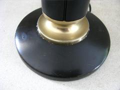 Lámpara de sobremesa de los años 50 Estilo Adnet de cuero, firmada Tanneur