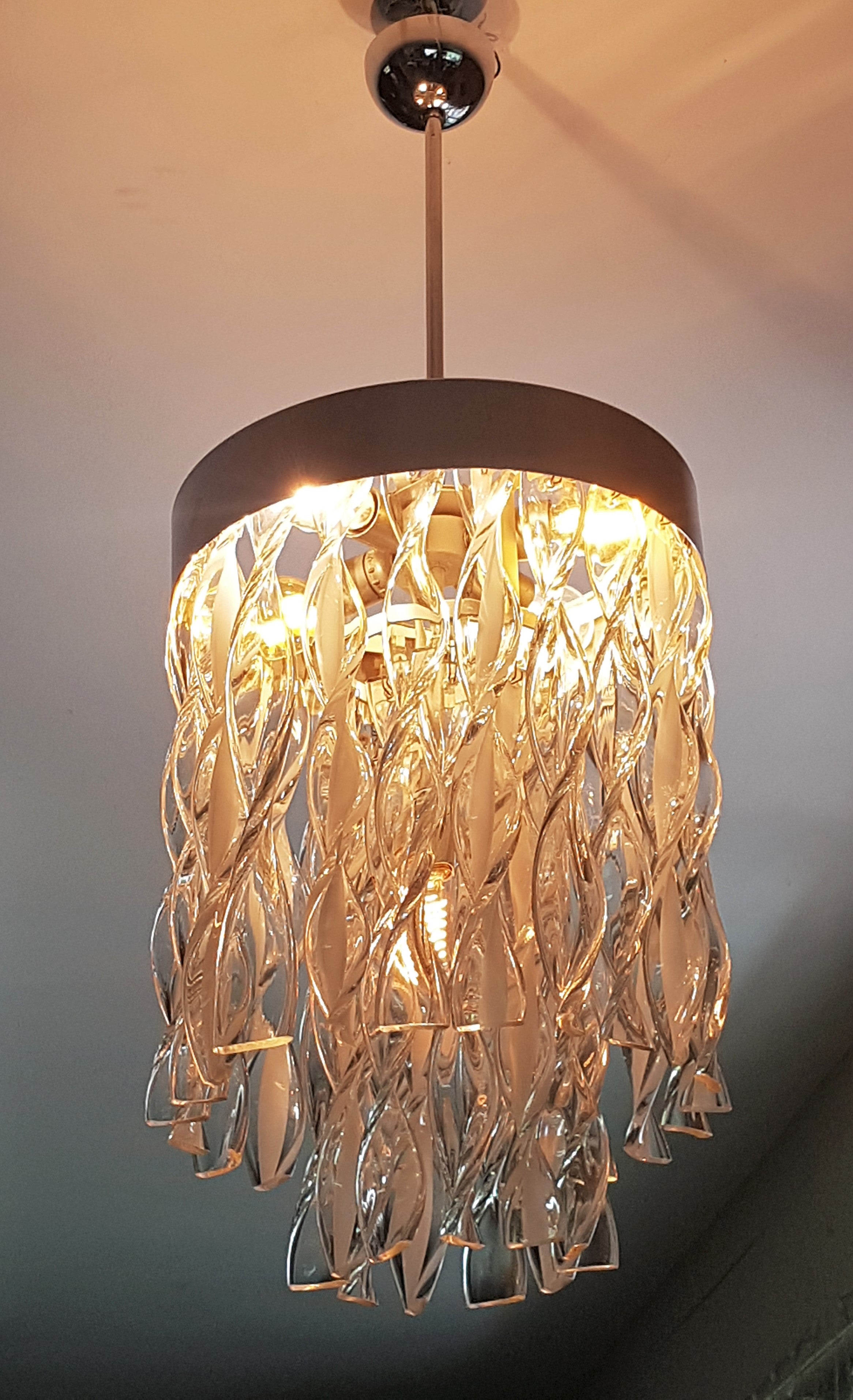 Midcentury Murano Glass Chandelier by Mazzega, Italy, 1965 For Sale