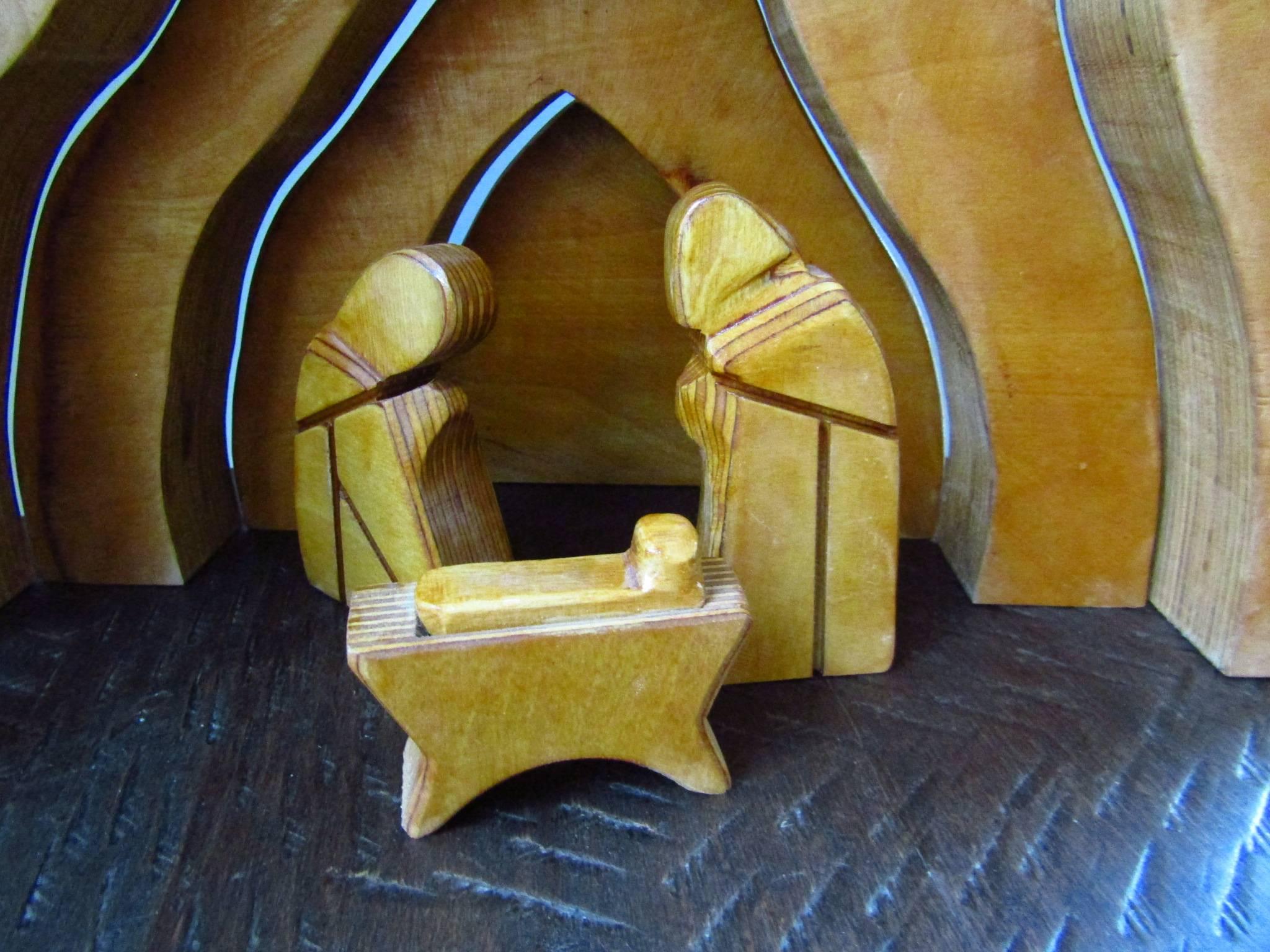 French Nativity Scene Pine Wood France, 1960