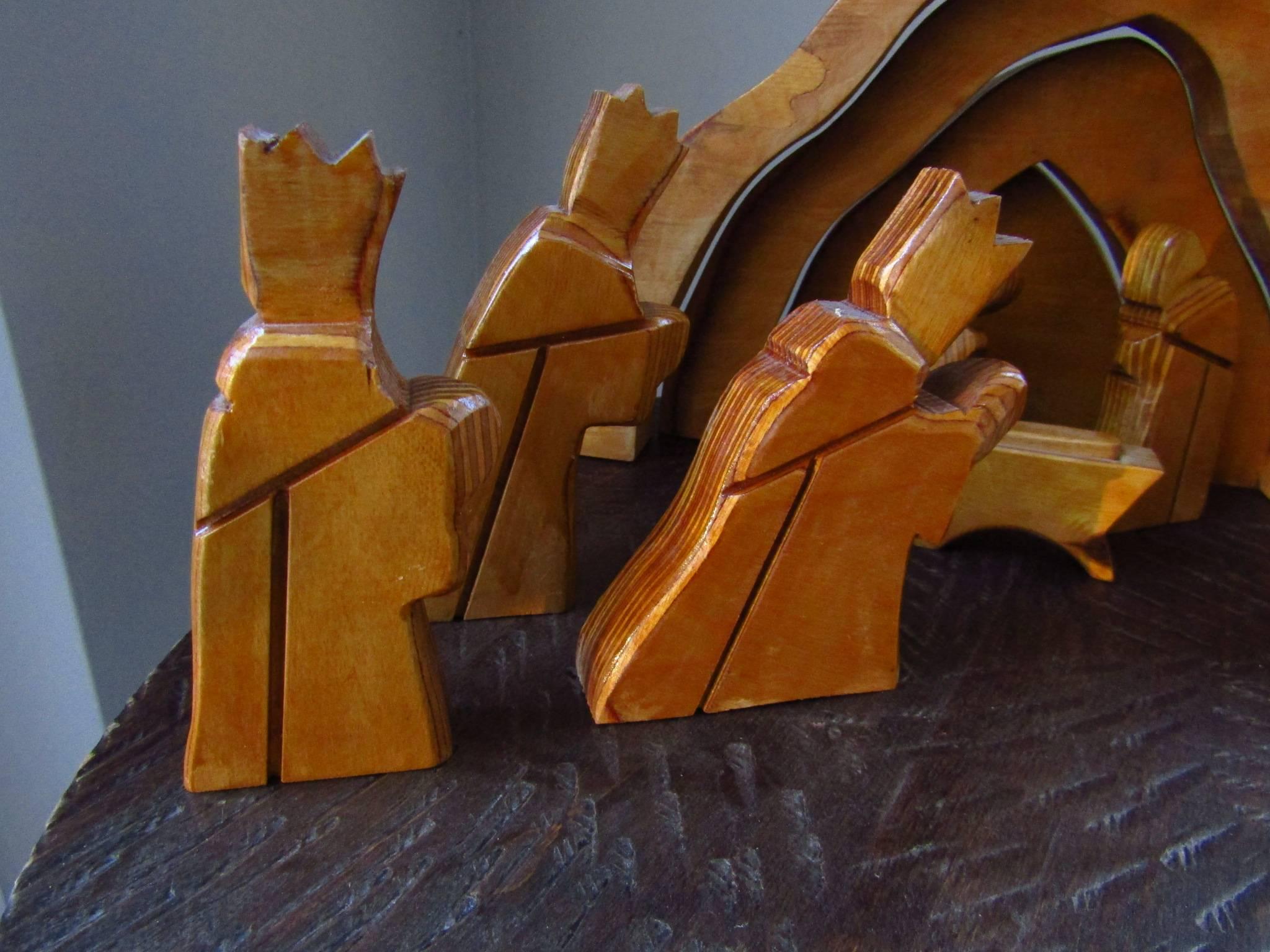 Nativity Scene Pine Wood France, 1960 2