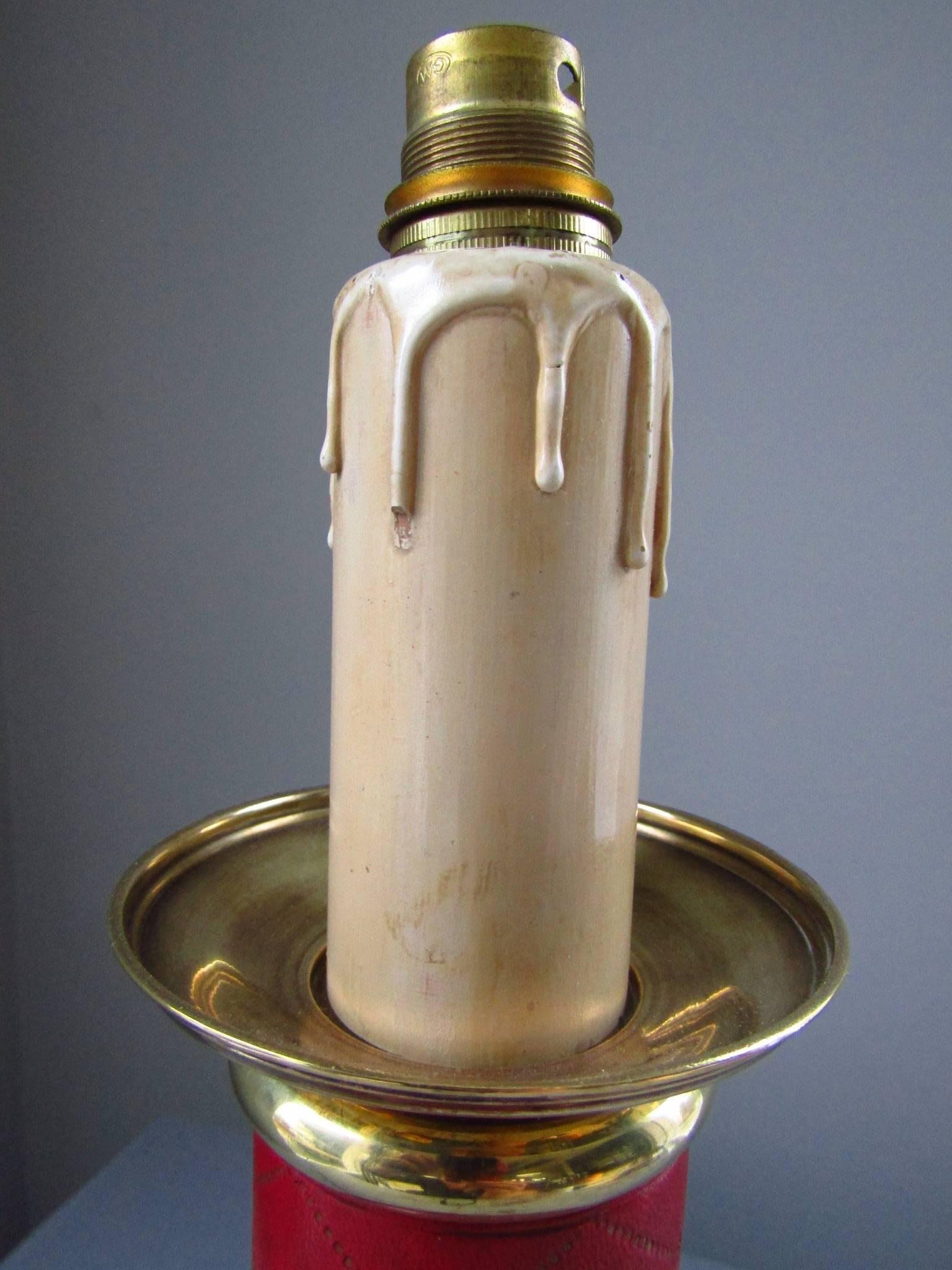 Leder-Tischlampe aus der Mitte des Jahrhunderts, Hermes Adnet, Frankreich im Angebot 1