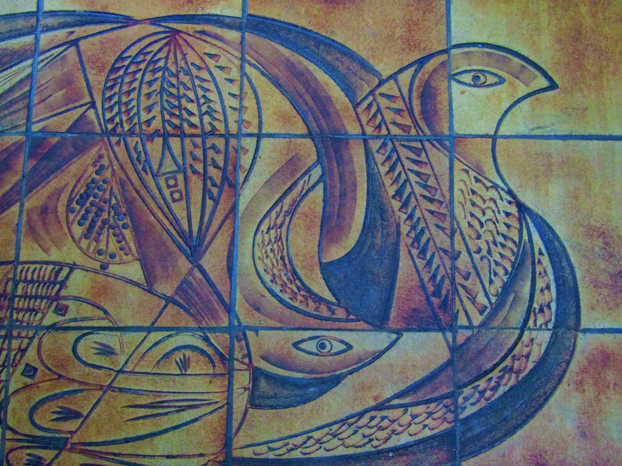 Table basse cubiste Vallauris Tiles du milieu du siècle dernier Bon état - En vente à Saarbruecken, DE