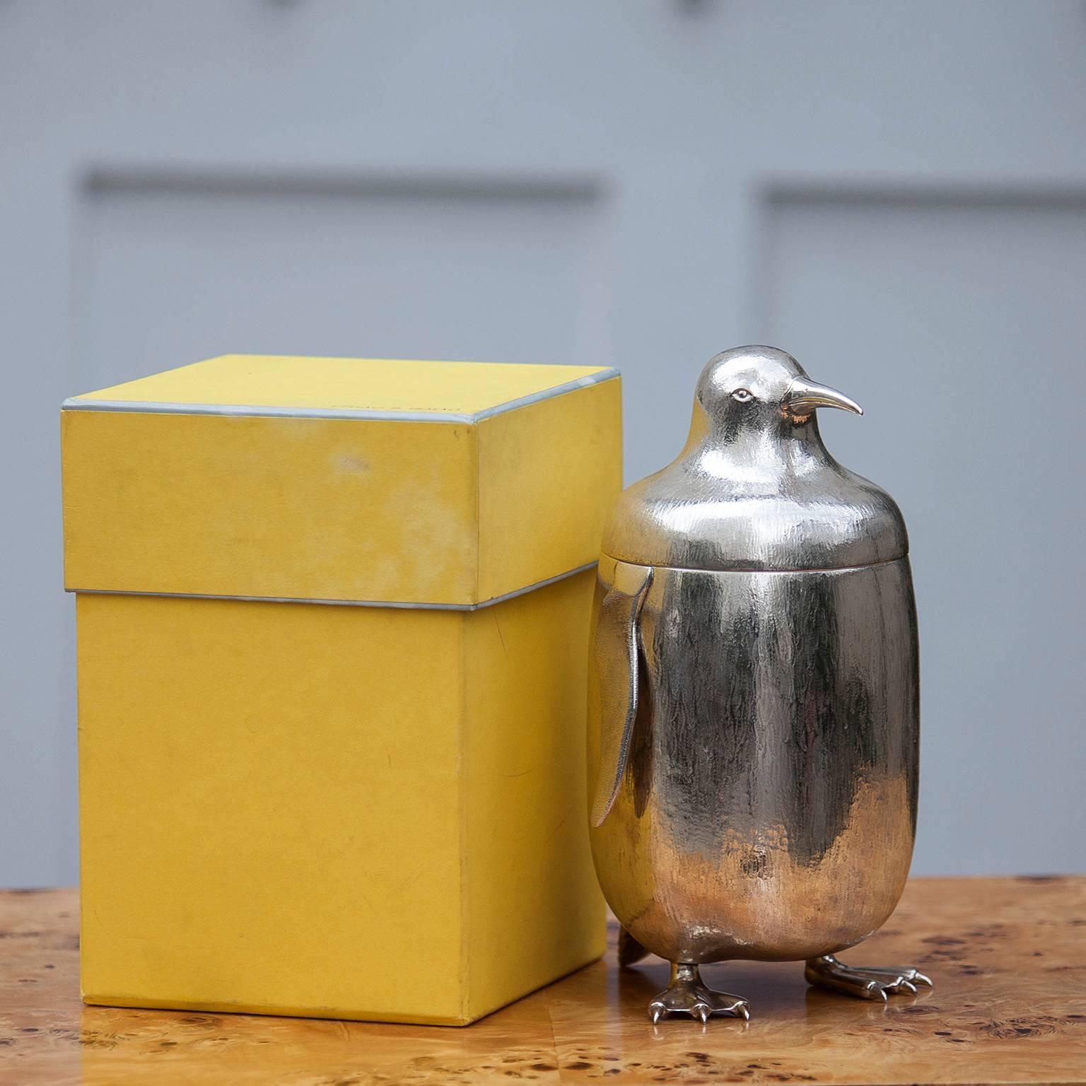 Sterling Silver Penguin Ice Bucket In Excellent Condition In Munich, DE