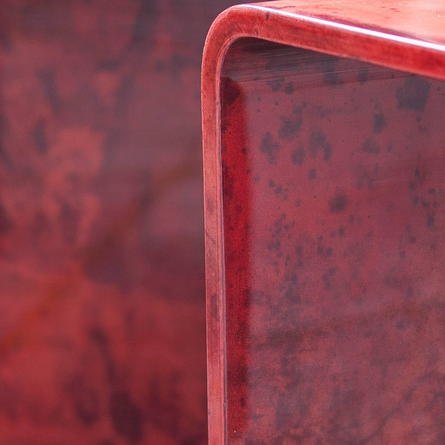 Hollywood Regency Gorgeous Aldo Tura Nesting Tables Red Goatskin