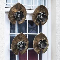 Elegant Italian Water Lily Golden Wall Scone Set of Four