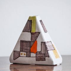 Guido Gambone Ceramic Triangle Vase Donkey Mark