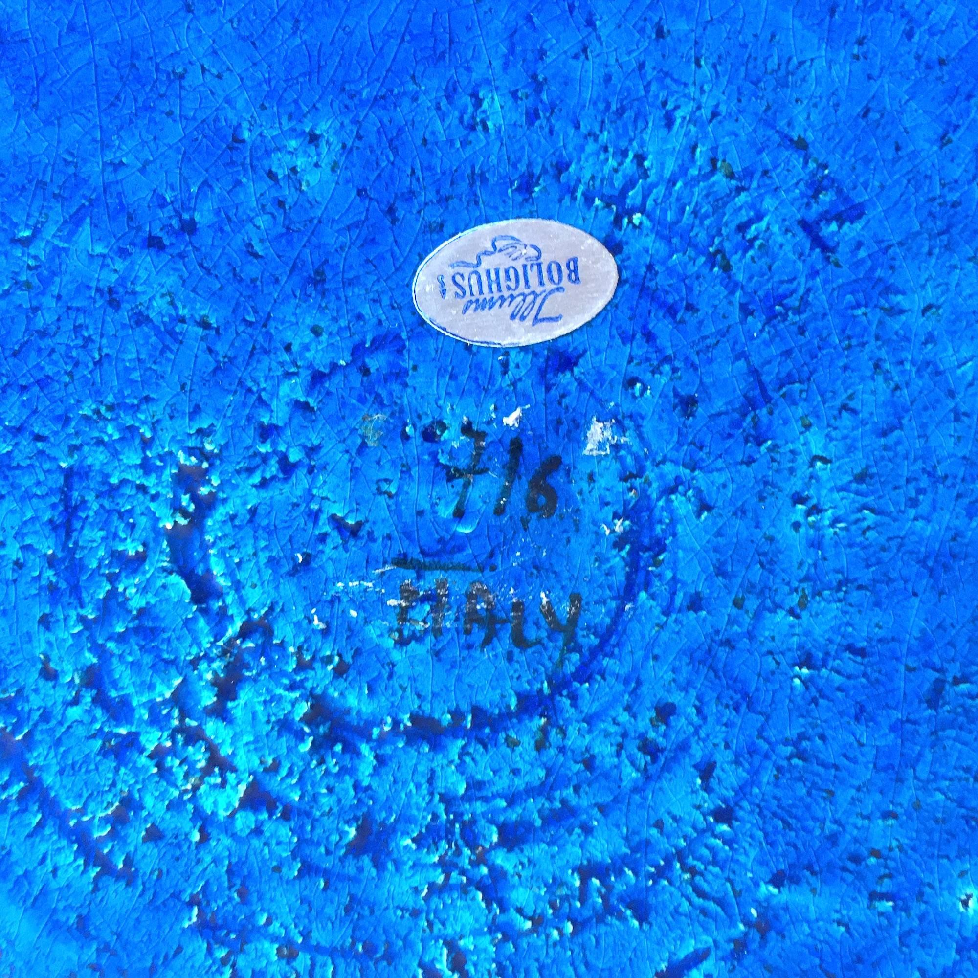 Mid-Century Modern Large Rimini Blue Ceramic Bowl by Aldo Londi for Bitossi, Italy