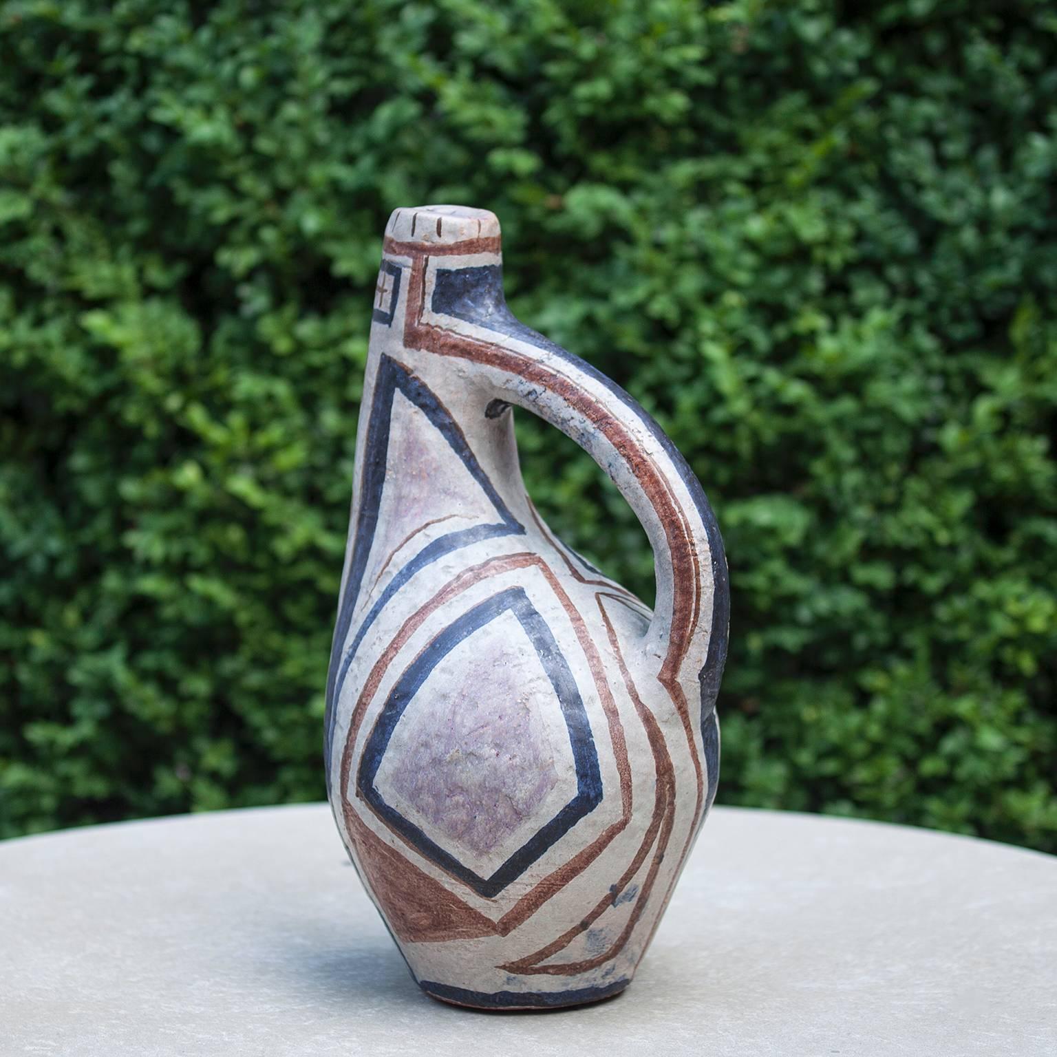 Mid-Century Modern German Art Pottery Ceramic Pitcher by Roman Elsold, 1958