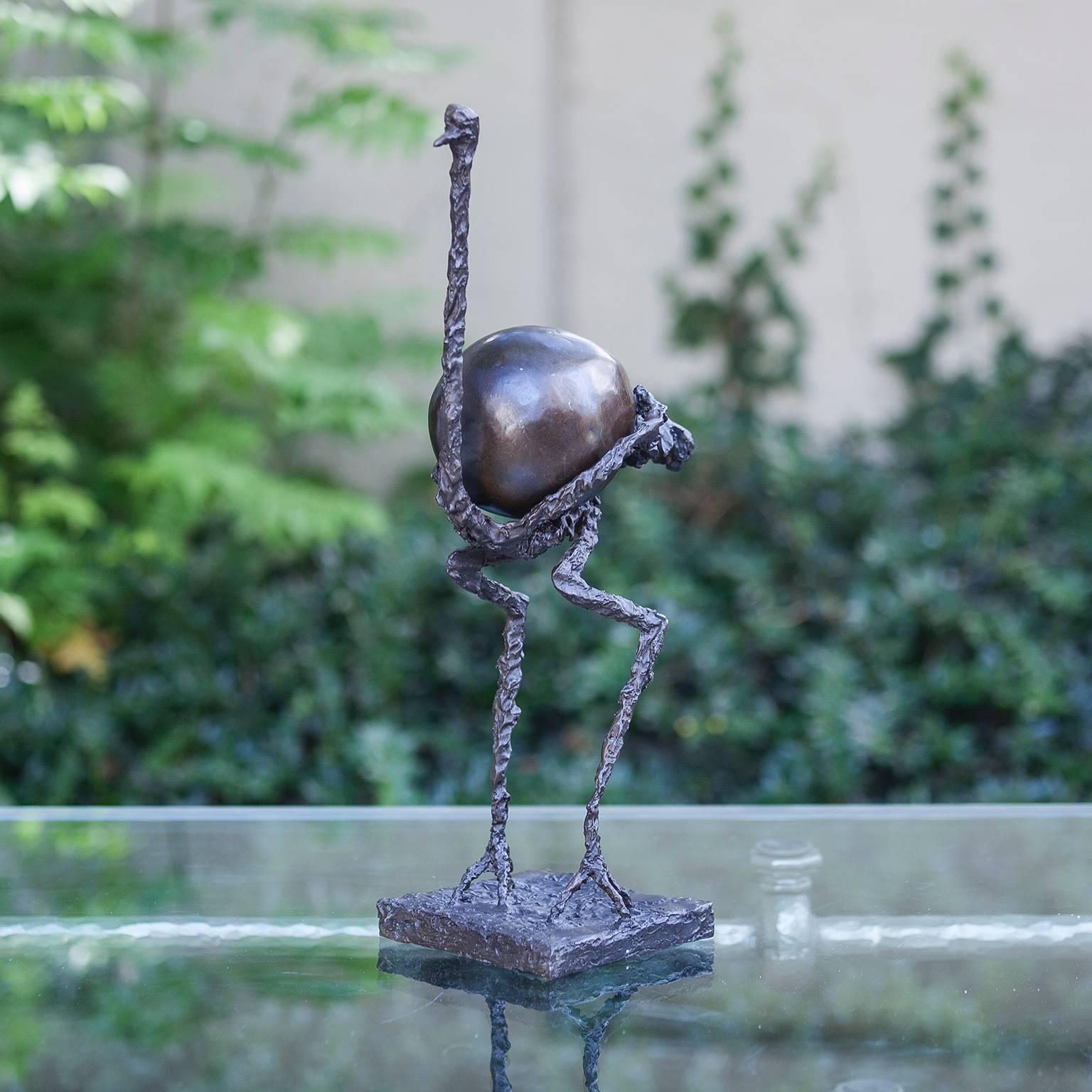 Guido Giacometti style bronze L’Autruche sculpture with bronze egg, Italy, 1978.
       
       