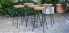 Five Basket Bar Stools Perriand Style, France, 1958