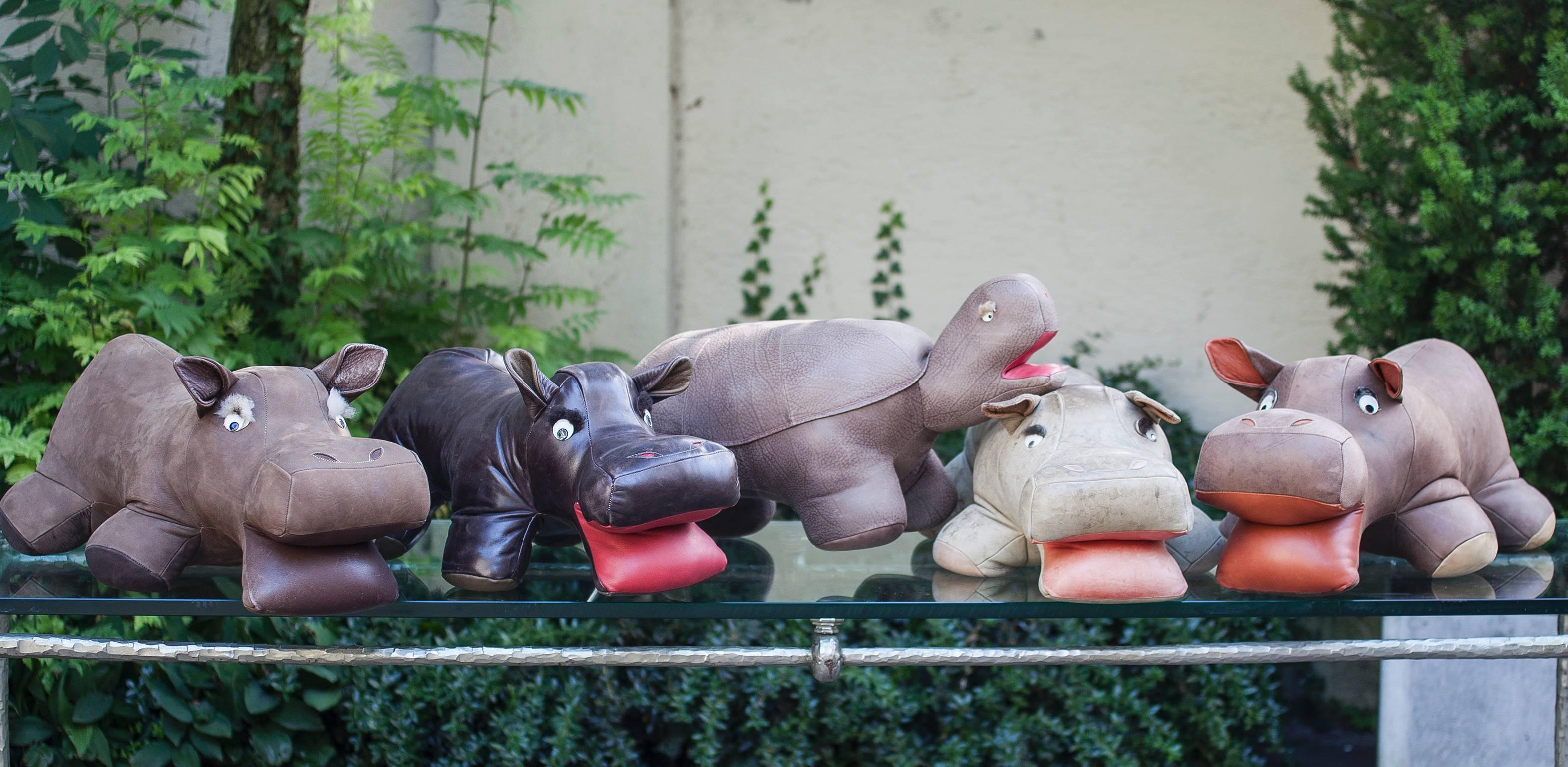 Leather animals Germany 1970 in the manner of Renate Müller and Dimitri Omersa. Four hippos and one turtle.

            